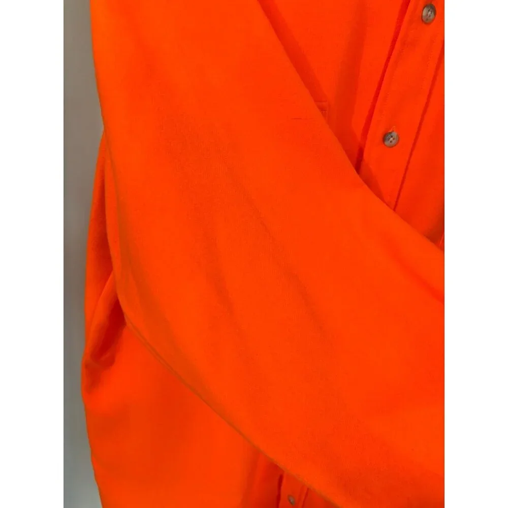 Cabelas Mens Flannel Shirt Bright Orange Hunting Heavyweight Outdoors Large Tall - Picture 7 of 11